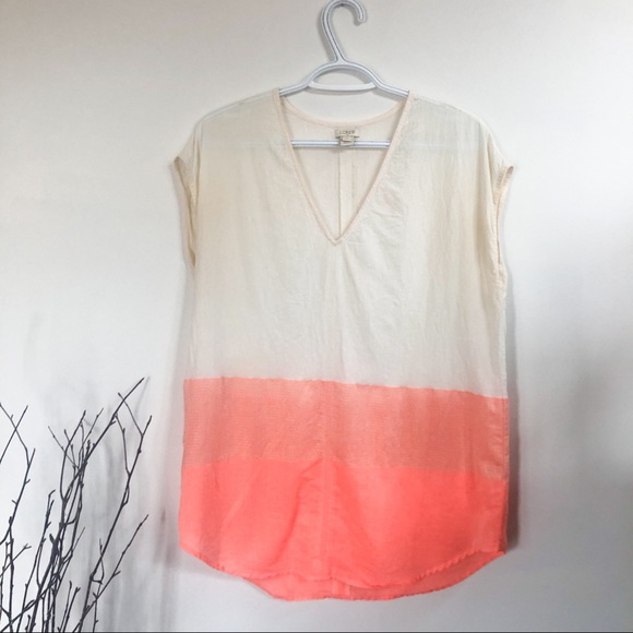 J. Crew Cream Pink Colorblock Blouse Small T-shirt - Picture 1 of 3